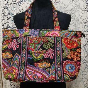 Vera Bradley Sympthony In Hue Tote Shoulder Bag Paisley Retired Pattern
